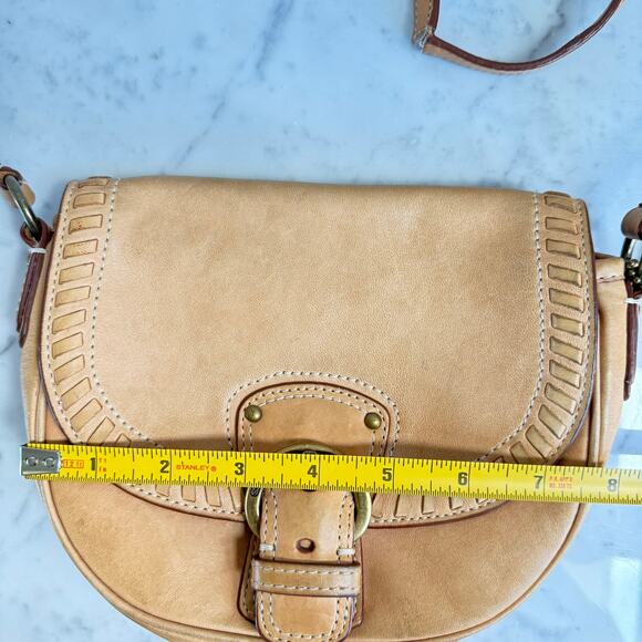 Coach Shoulder Bag Leather Saddle Tan Buckle Western Boho Crossbody - Picture 15 of 16